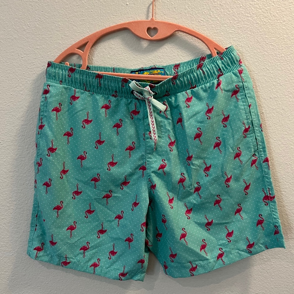 NEVER WORN Mens Flamingo Swim Trunks Size Medium